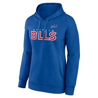 Women's Fanatics Royal Buffalo Bills Iconic Cotton Fleece Checklist Pullover Hoodie