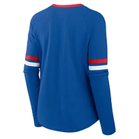 Women's Fanatics Royal Buffalo Bills Plus Won & Done Lace-Up V-Neck Long Sleeve T-Shirt