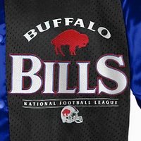 Women's Gameday Couture  Royal/Black Buffalo Bills Oversized Hot Shot Rhinestone Throwback Full-Snap Varsity Bomber Jacket