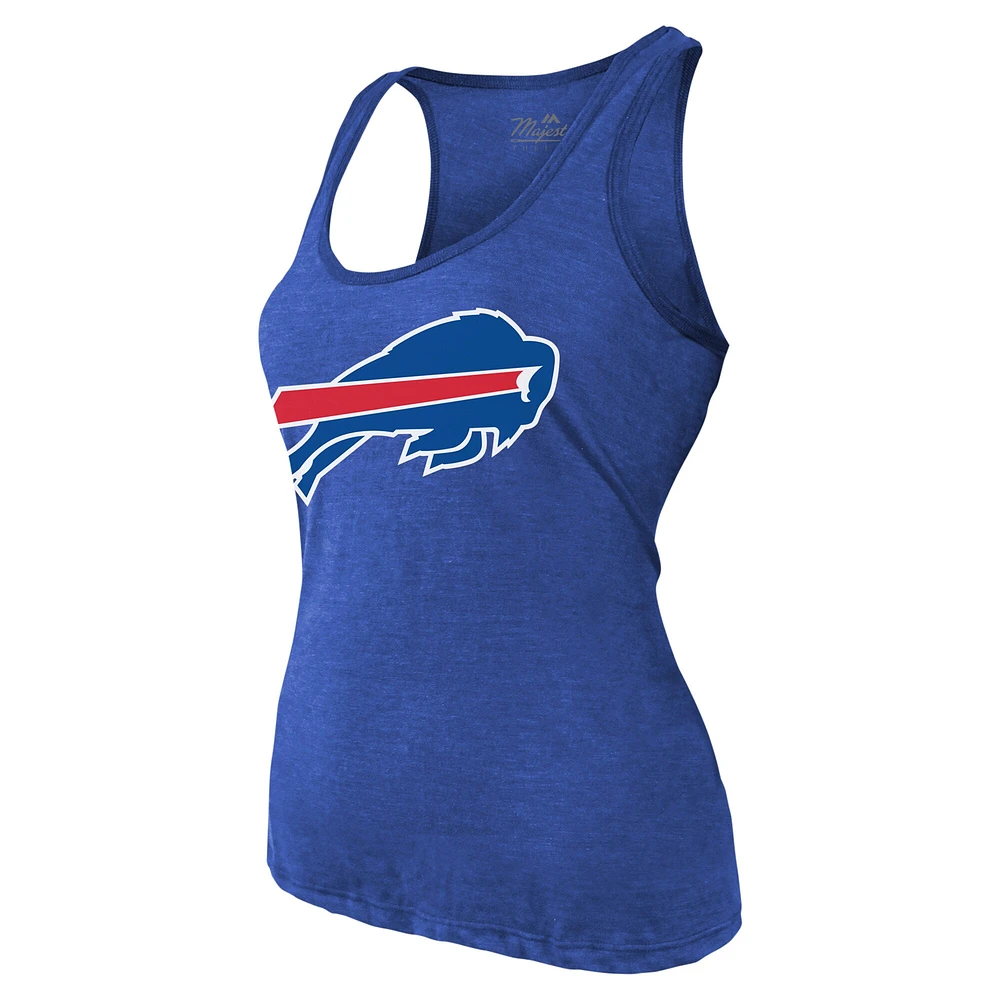 Women's Majestic Threads Josh Allen Royal Buffalo Bills Name & Number Tri-Blend Tank Top