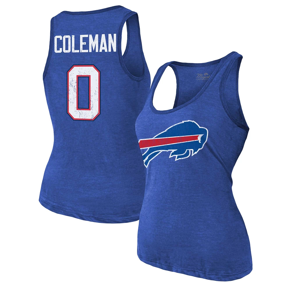 Débardeur à encolure dégagée en mélange tricolore avec nom et numéro des Buffalo Bills de Majestic Threads Keon Coleman Royal pour femme