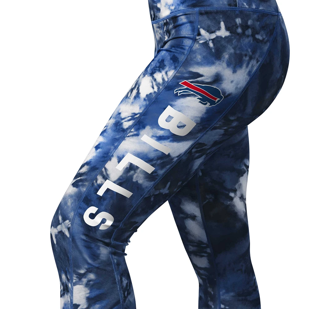 Women's MSX by Michael Strahan Navy Buffalo Bills Aubrey Tie-Dye Leggings