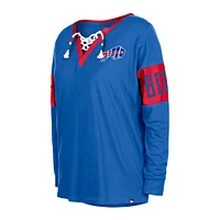 Women's New Era Royal Buffalo Bills Lace-Up Notch Neck Long Sleeve T-Shirt