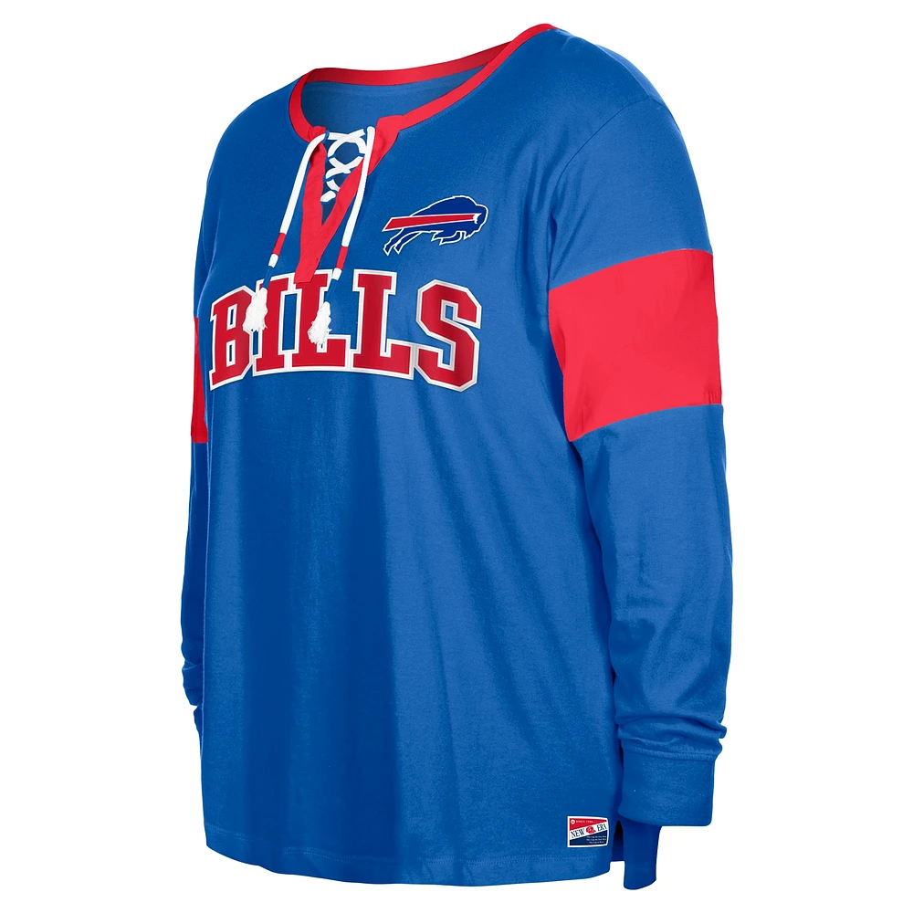 Women's New Era Royal Buffalo Bills Plus Lace-Up Notch Neck Long Sleeve T-Shirt