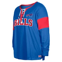 Women's New Era Royal Buffalo Bills Plus Lace-Up Notch Neck Long Sleeve T-Shirt