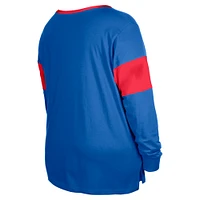 Women's New Era Royal Buffalo Bills Plus Lace-Up Notch Neck Long Sleeve T-Shirt