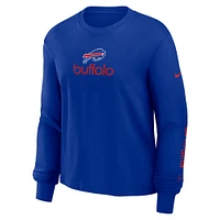 T-shirt Nike Royal Buffalo Bills Boxy à manches longues pour femme