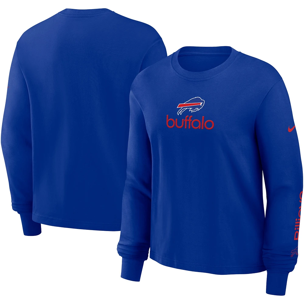 T-shirt Nike Royal Buffalo Bills Boxy à manches longues pour femme