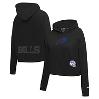 Women's Pro Standard Black Buffalo Bills Jeweled Cropped Pullover Hoodie