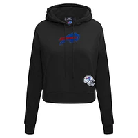 Women's Pro Standard Black Buffalo Bills Jeweled Cropped Pullover Hoodie