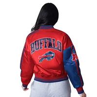 Women's Starter  Royal/Red Buffalo Bills Zone Blitz Cropped Full-Snap Satin Jacket