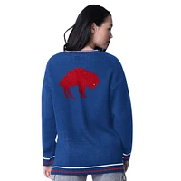 Women's Starter Royal Buffalo Bills Oversized On the Ball Intarsia Knit Pullover Sweater
