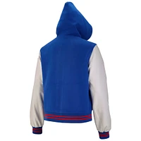 Women's The Wild Collective Royal Buffalo Bills Sailor Cropped Button-Up Varsity Jacket