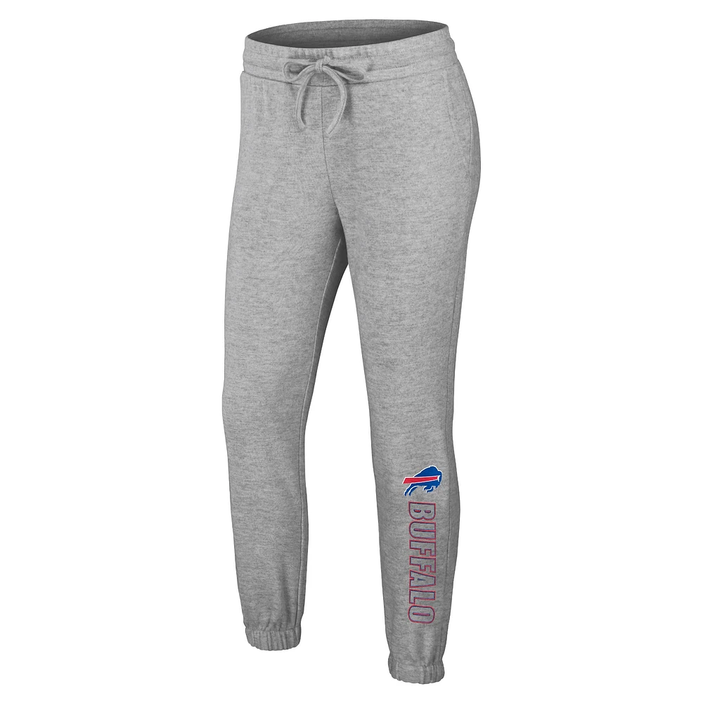 Women's WEAR by Erin Andrews  Heather Gray Buffalo Bills Plus Knitted Tri-Blend Long Sleeve T-Shirt & Pants Lounge Set