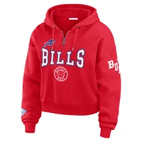 Women's WEAR by Erin Andrews Red Buffalo Bills Plus Patch Quarter-Zip Hoodie