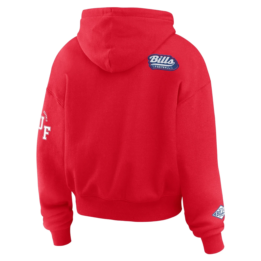 Women's WEAR by Erin Andrews Red Buffalo Bills Plus Patch Quarter-Zip Hoodie