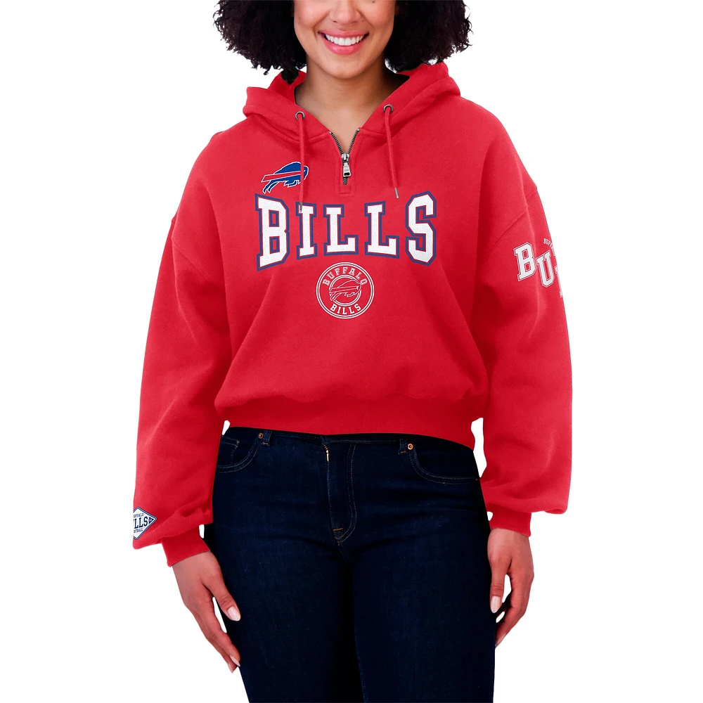 Women's WEAR by Erin Andrews Red Buffalo Bills Plus Patch Quarter-Zip Hoodie