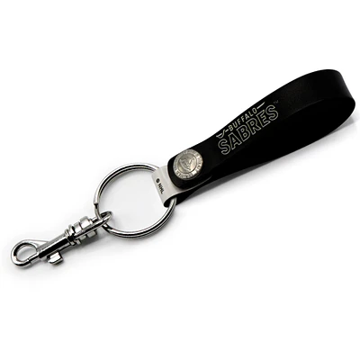 Porte-clés à boucle en cuir personnalisé Buffalo Sabres noirs