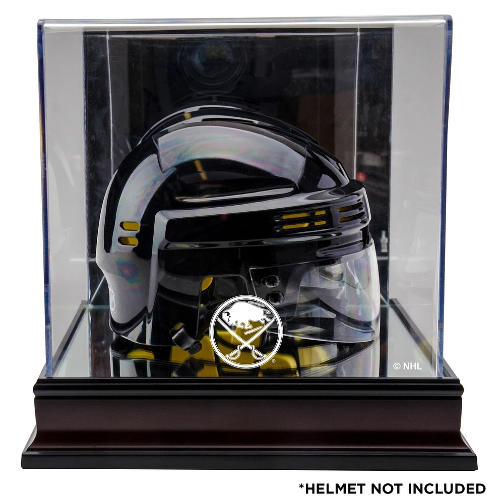 Vitrine de présentation pour mini casque avec logo en acajou des Buffalo Sabres