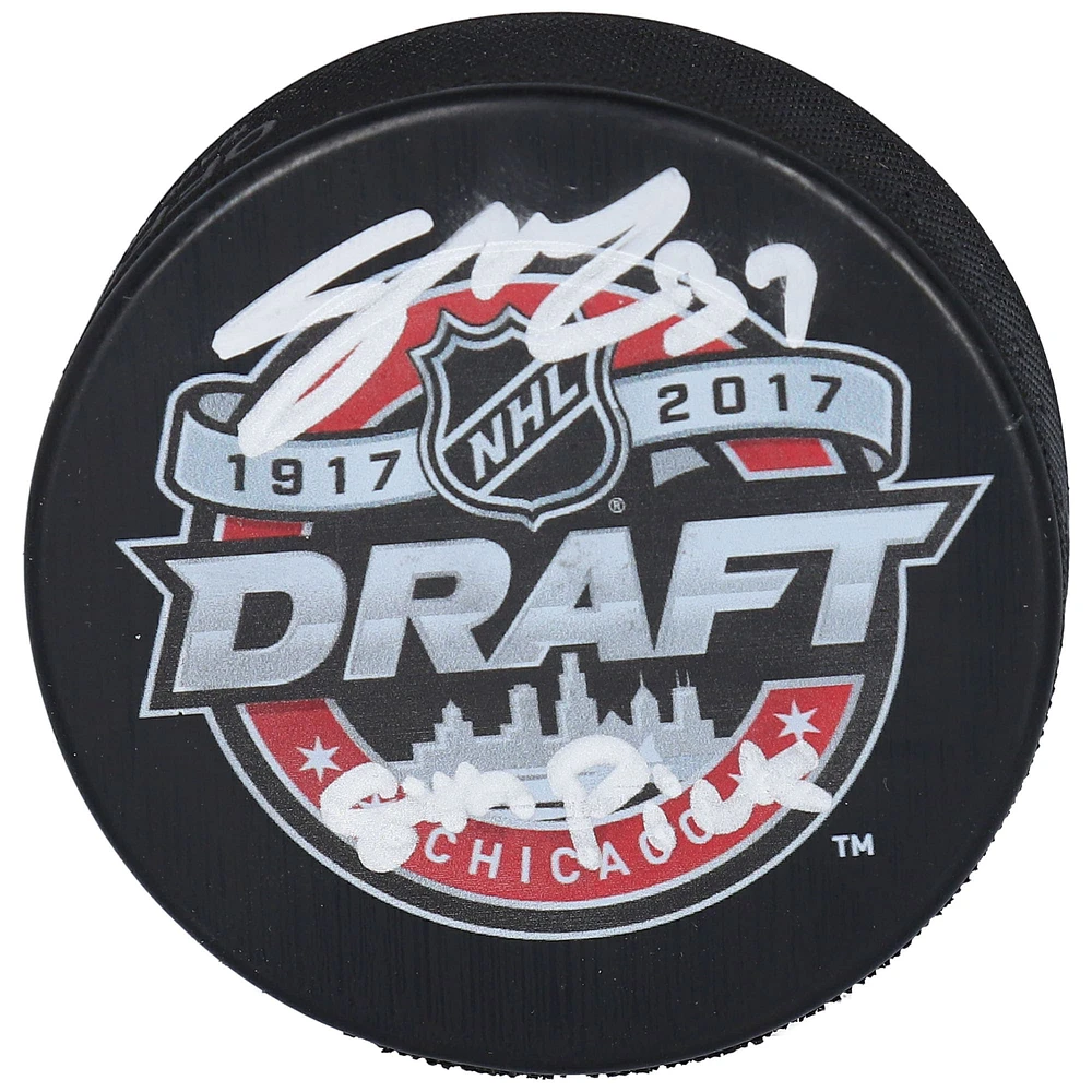 Casey Mittelstadt Buffalo Sabres Autographed 2017 NHL Draft Logo Hockey Puck with "#8 Pick" Inscription