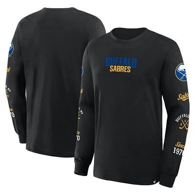 T-shirt à manches longues Fanatics pour hommes, Black Buffalo Sabres, en boîte, Legacy