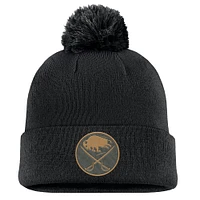 Men's Fanatics Black Buffalo Sabres Military Appreciation Cuffed Knit Hat with Pom