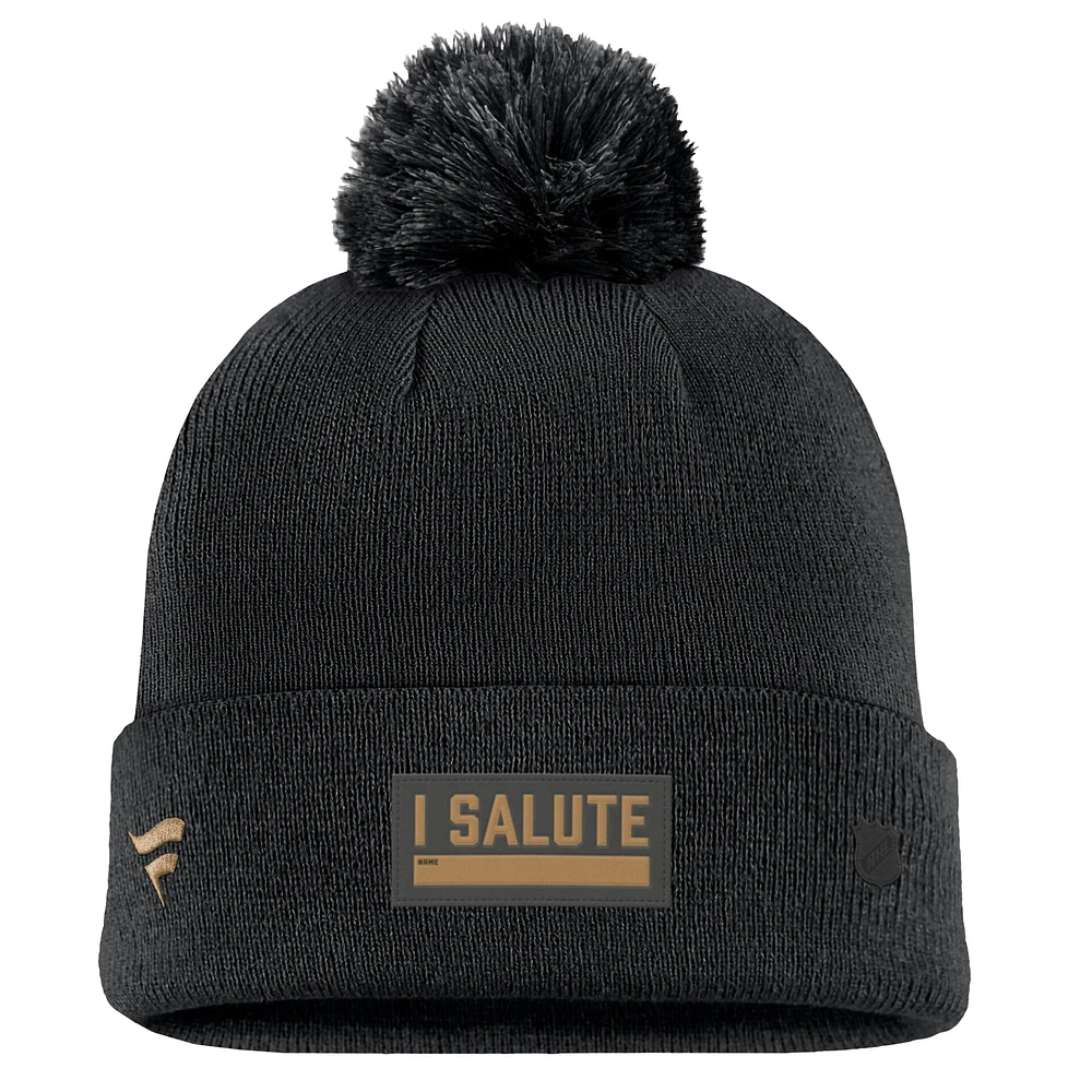 Men's Fanatics Black Buffalo Sabres Military Appreciation Cuffed Knit Hat with Pom
