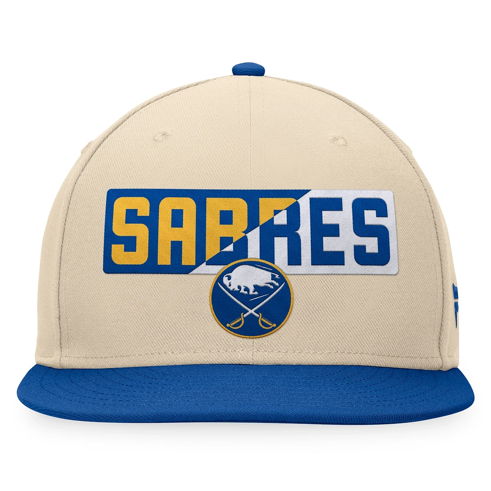 Men's Fanatics Cream/Royal Buffalo Sabres Goalaso Snapback Hat