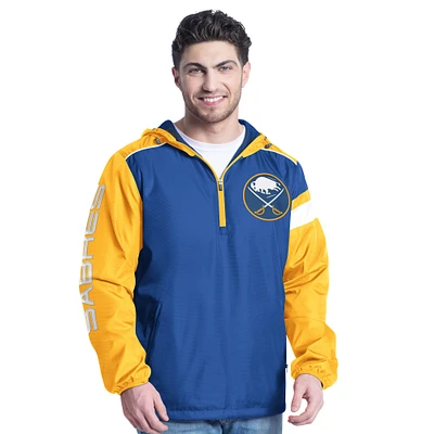 Veste à capuche demi-zip latéral G-III Sports by Carl Banks Royal/Gold pour homme des Buffalo Sabres