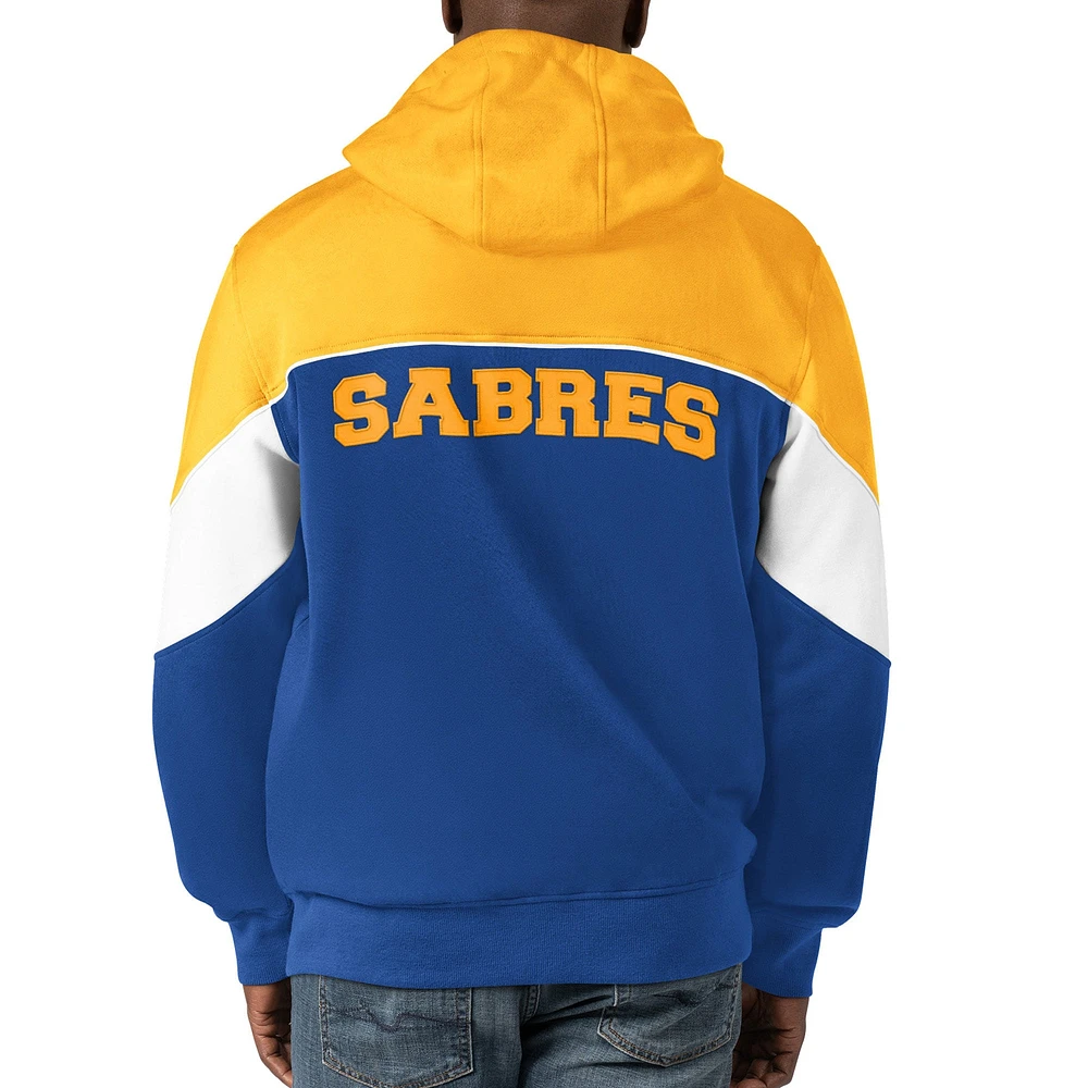 Men's Starter  Royal/Gold Buffalo Sabres Power Forward Full-Zip Hoodie