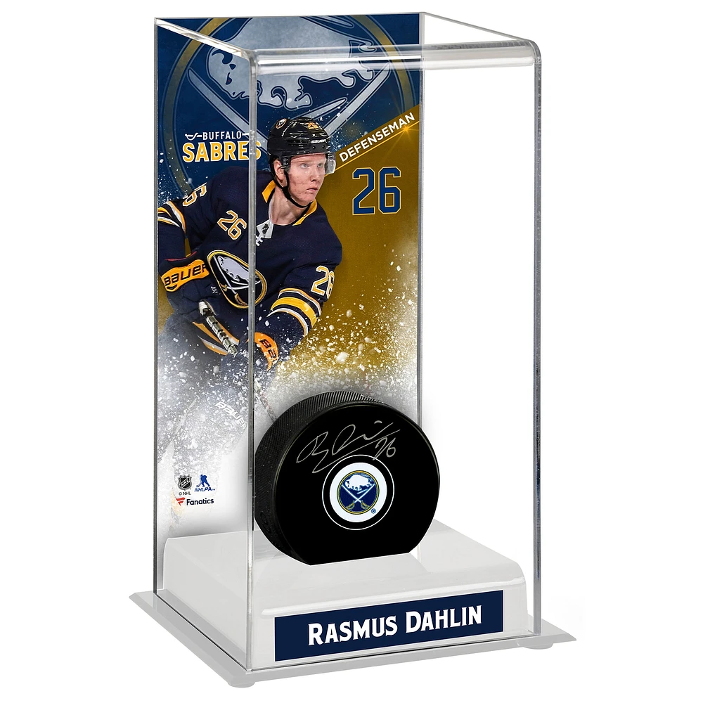 Rasmus Dahlin Buffalo Sabres Autographed Puck With Deluxe Tall Hockey Puck Case