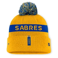 Women's Fanatics Gold/Royal Buffalo Sabres Authentic Pro Rink Cuffed Knit Hat with Pom