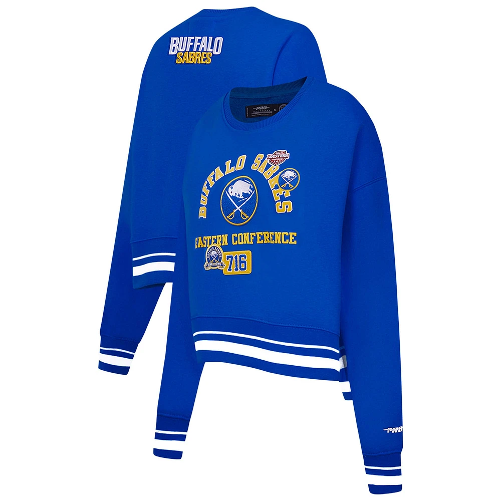 Women's Pro Standard Royal Buffalo Sabres Area Code Cropped Pullover Sweatshirt