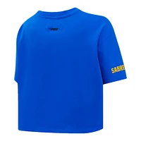 Women's Pro Standard Royal Buffalo Sabres Boxy Script Tail Cropped T-Shirt