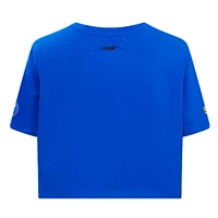 Women's Pro Standard Royal Buffalo Sabres Boxy Script Tail Cropped T-Shirt