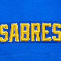 Women's Pro Standard Royal Buffalo Sabres Boxy Script Tail Cropped T-Shirt