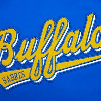 Women's Pro Standard Royal Buffalo Sabres Boxy Script Tail Cropped T-Shirt