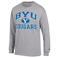 T-shirt à manches longues Champion Heather Grey BYU Cougars High Motor pour homme