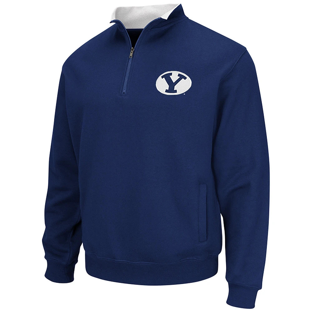 Men's Colosseum Navy BYU Cougars Tortugas Quarter-Zip Sweatshirt