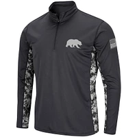 Men's Colosseum Charcoal Cal Bears OHT Military Appreciation Digital Camo Lightweight Quarter-Zip Pullover