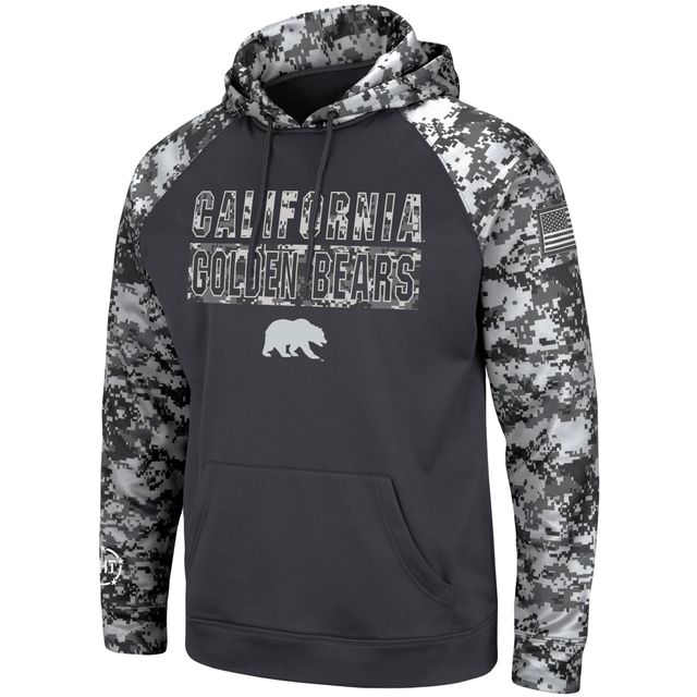 Colosseum Charcoal Cal Bears OHT Military Appreciation Digital Camo Sweat à capuche pour homme