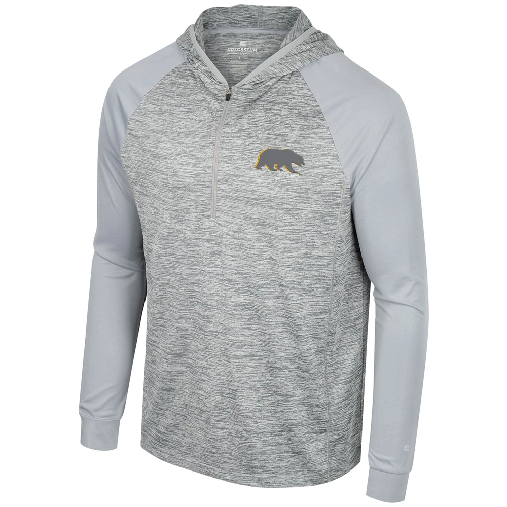 Men's Colosseum Gray Cal Bears Cybernetic Raglan Quarter-Zip Hooded Top
