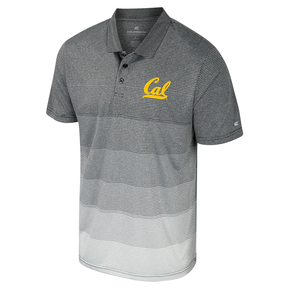 Men's Colosseum Gray Cal Bears Striped Mesh Polo