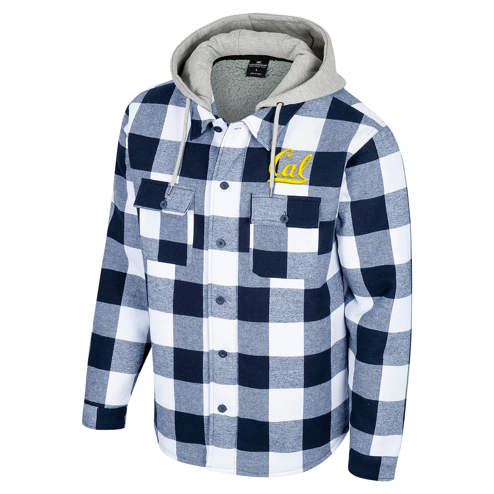 Men's Colosseum Navy/White Cal Bears Buffalo Plaid Full-Zip Jacket