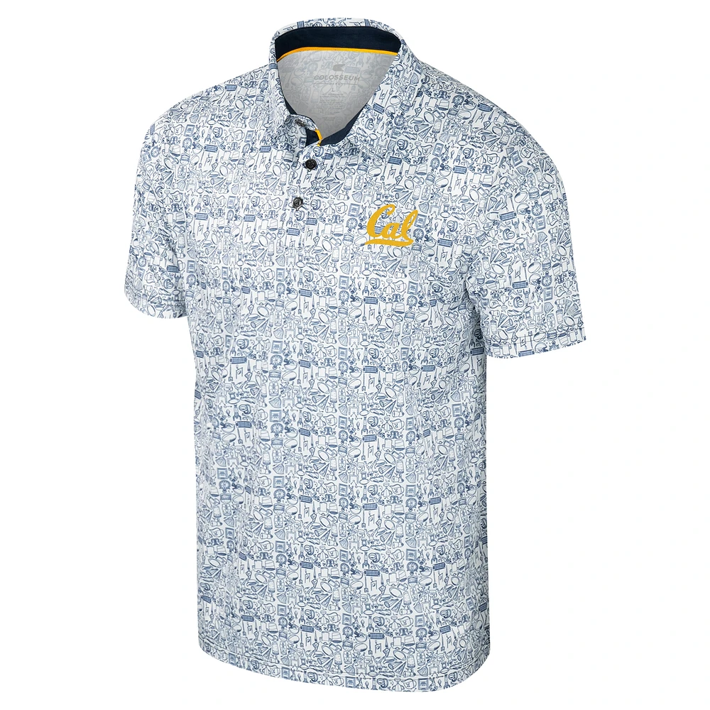 Men's Colosseum Navy Cal Bears It's Time! Allover Print Polo