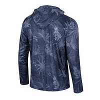 Men's Colosseum Navy Cal Bears Palms Printed Lightweight Quarter-Zip Hooded Top