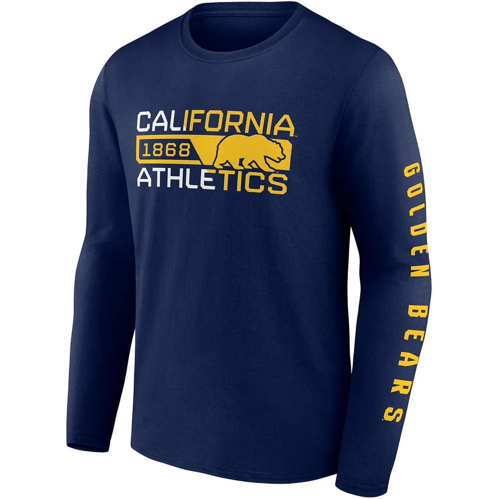 Men's Fanatics Navy Cal Bears Broad Jump 2-Hit Long Sleeve T-Shirt