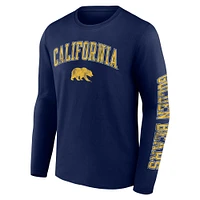 Men's Fanatics Navy Cal Bears Distressed Arch Over Logo Long Sleeve T-Shirt