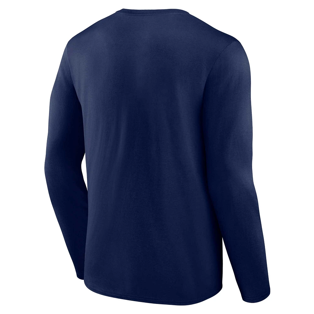 Men's Fanatics Navy Cal Bears Distressed Arch Over Logo Long Sleeve T-Shirt