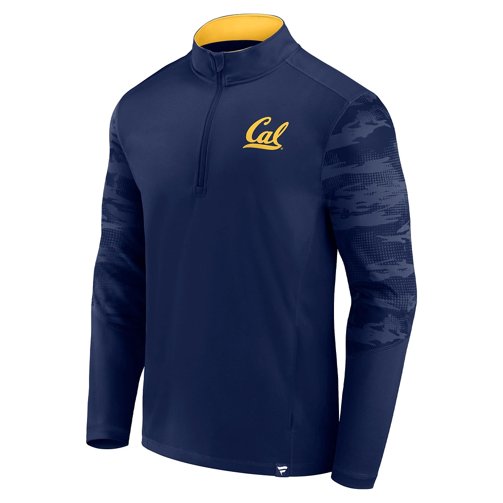 Men's Fanatics Navy Cal Bears Ringer Quarter-Zip Top